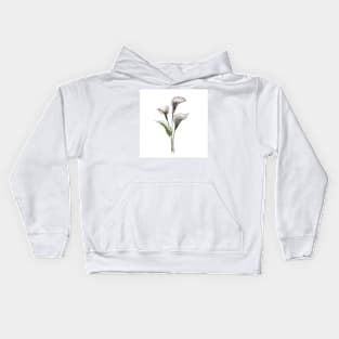 Xray Calla flowers. Tropical translucent watercolor flowers and leaves print Kids Hoodie